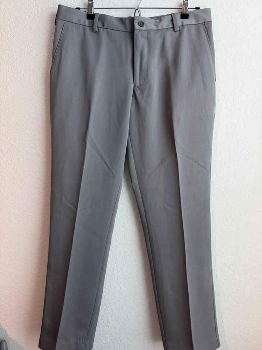 Izod Slim Fit Easy Care Dress Pants in Gray - Picture 1 of 7